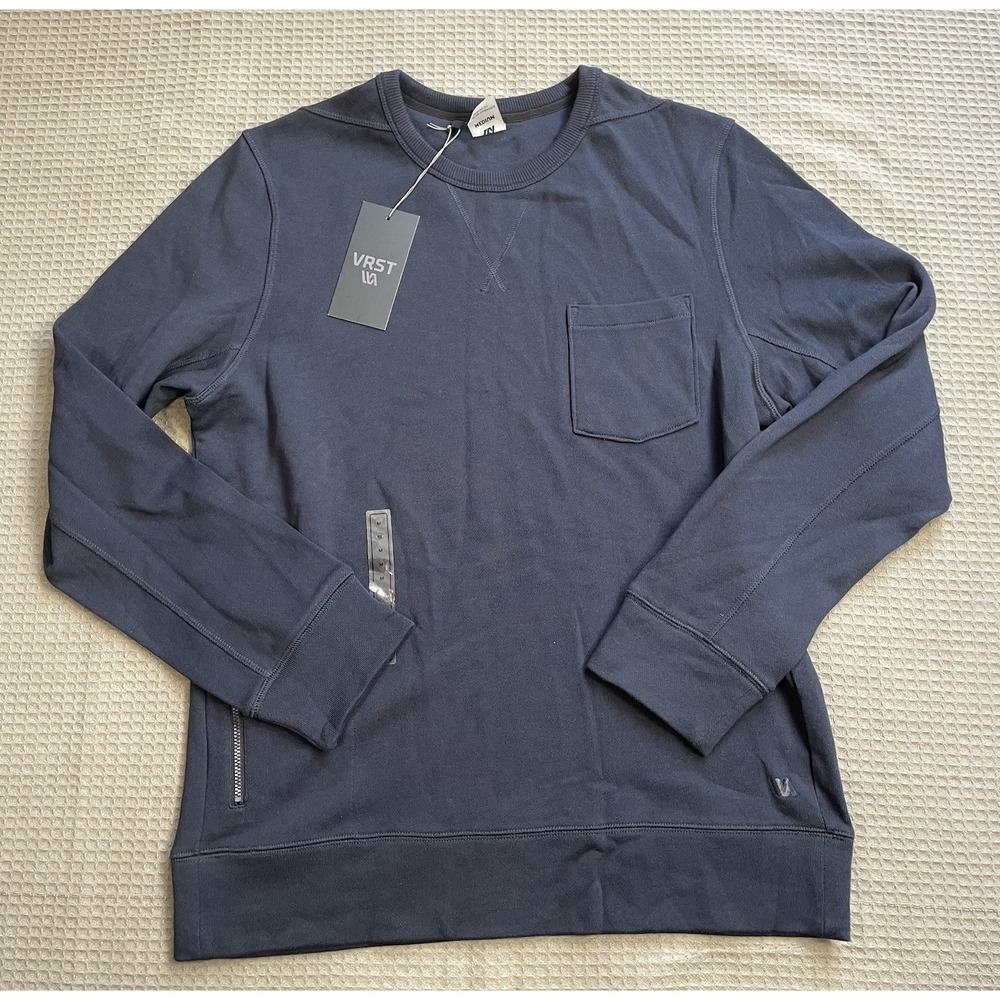 New VRST Sweatshirt Medium Men's French Terry Crewneck Cotton Slate Blue